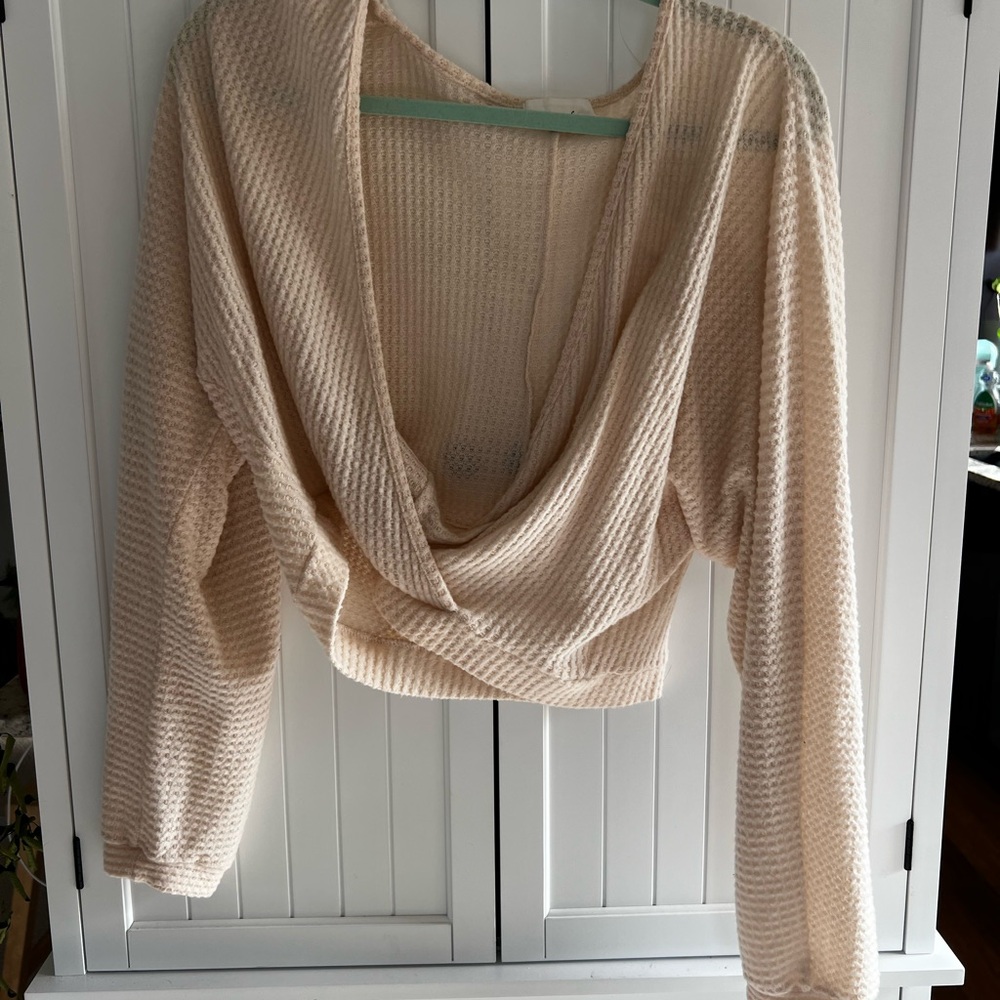 Sadie & Sage Light Pink Cross-Front Textured Knit Top